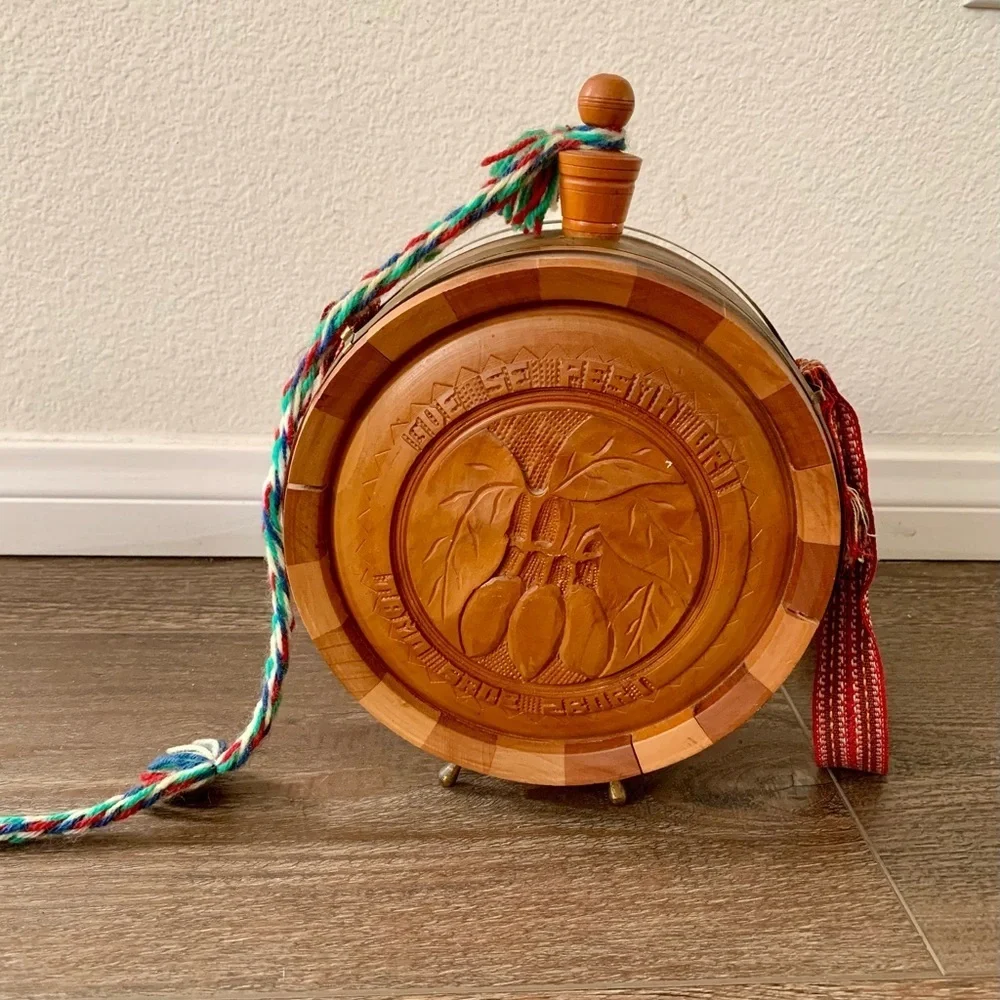 Vintage Wood Flask Conteen. Fluid Capacity Untested